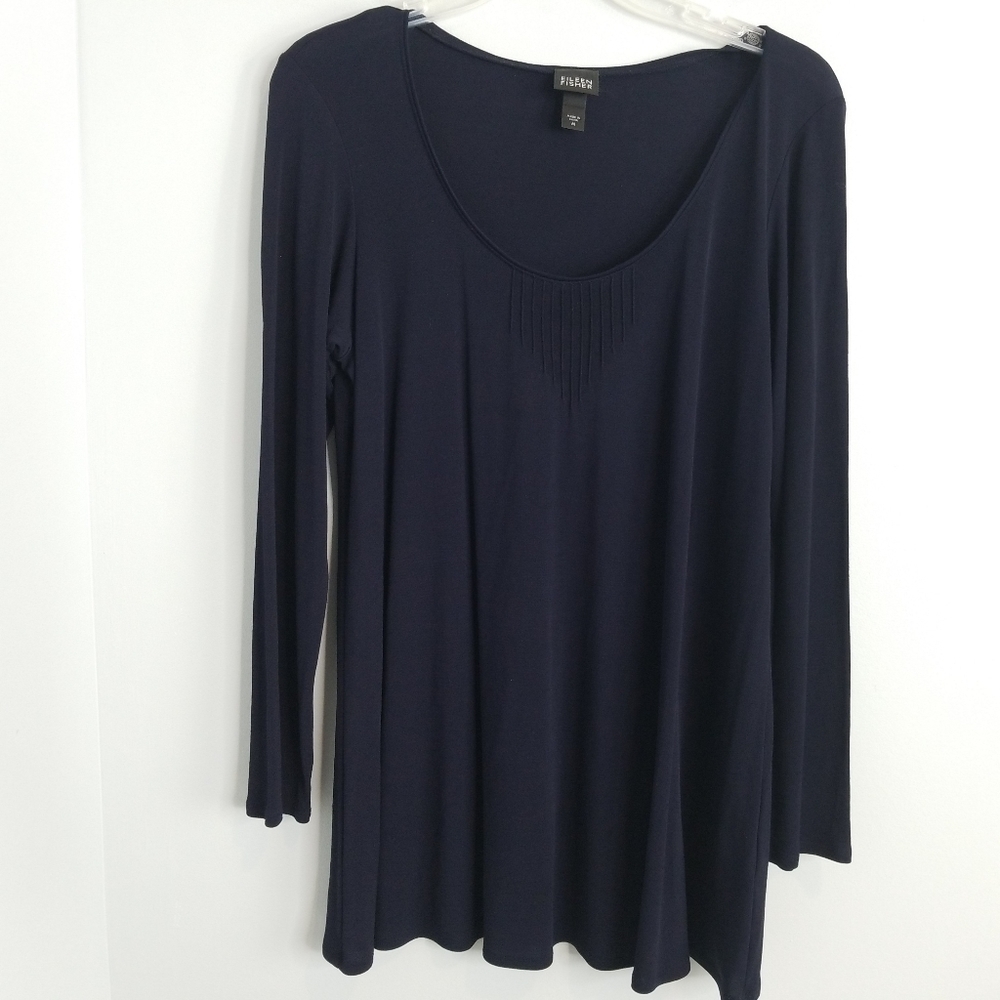 Eileen Fisher 100% Silk Navy blue Tunic Medium